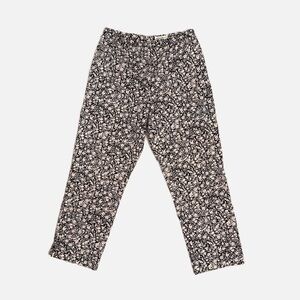 Eddie Bauer Black Floral Print Cropped Pants Women 10 Classic 100% Cotton Preppy